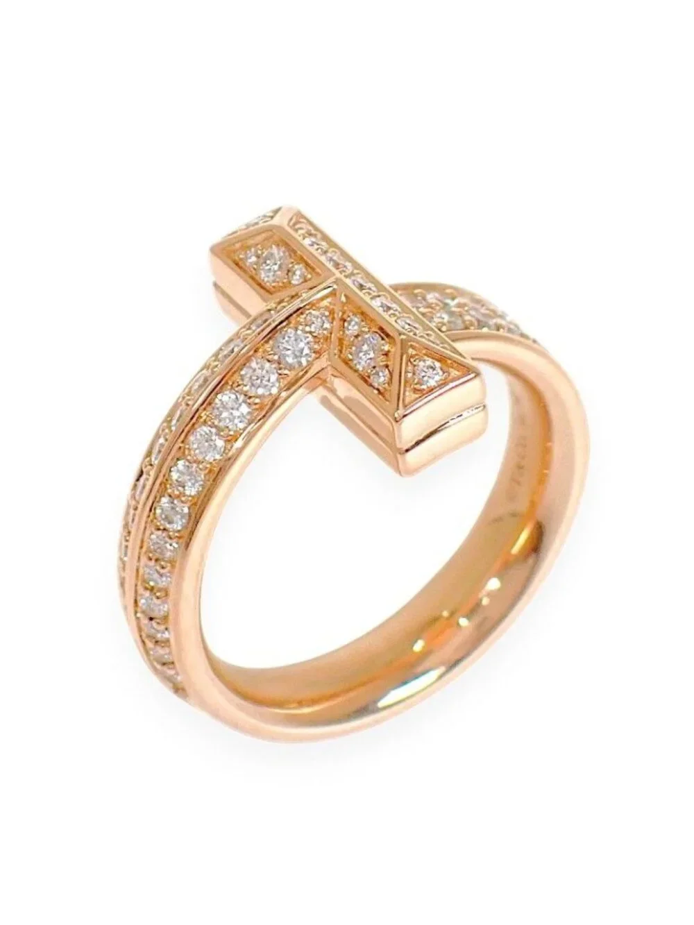 Tiffany & Co T One Actual Ring 18K Gold Rose Diamond